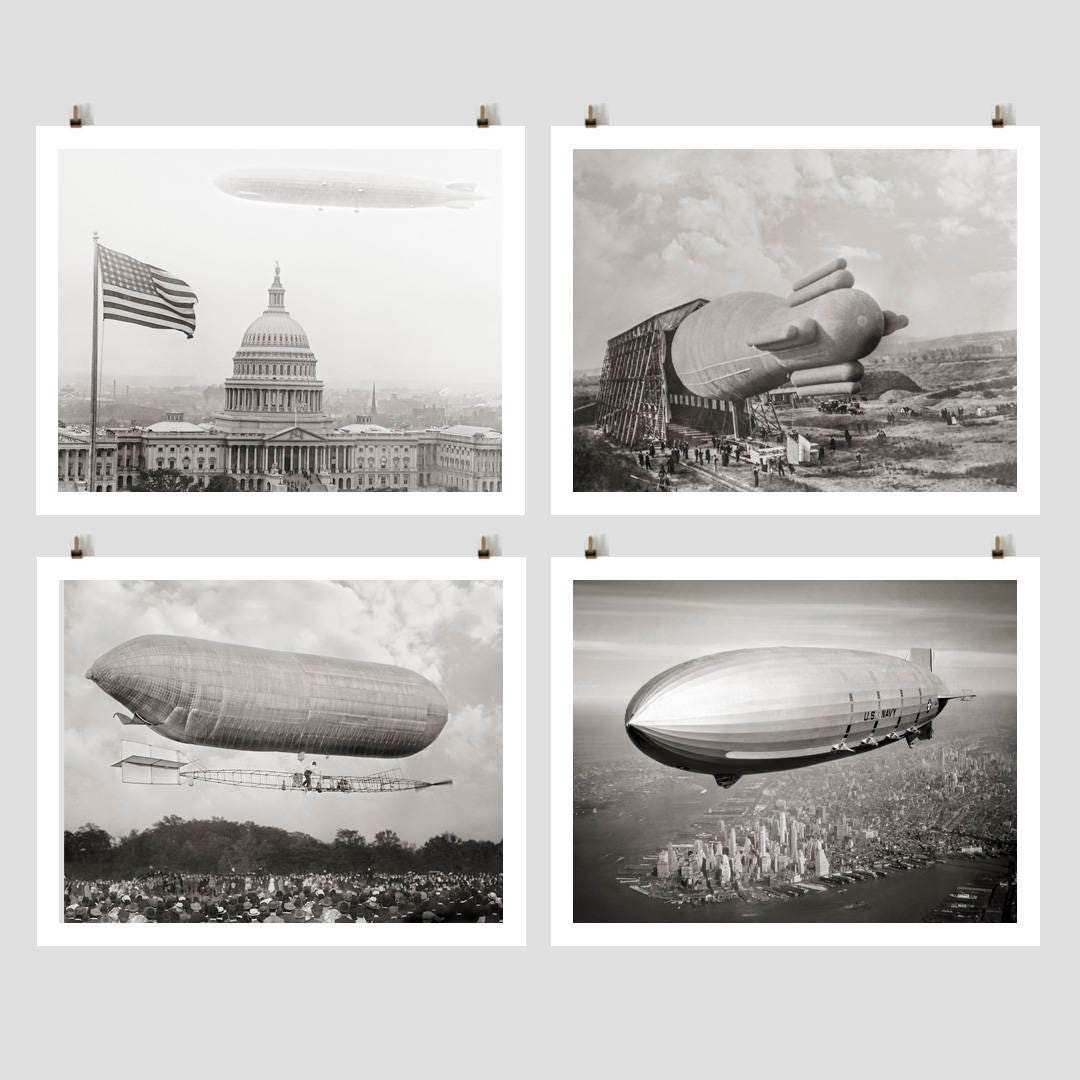 World War Airships Wall Collection (Blimps, Dirigible, Zeppelins) Historical Pix