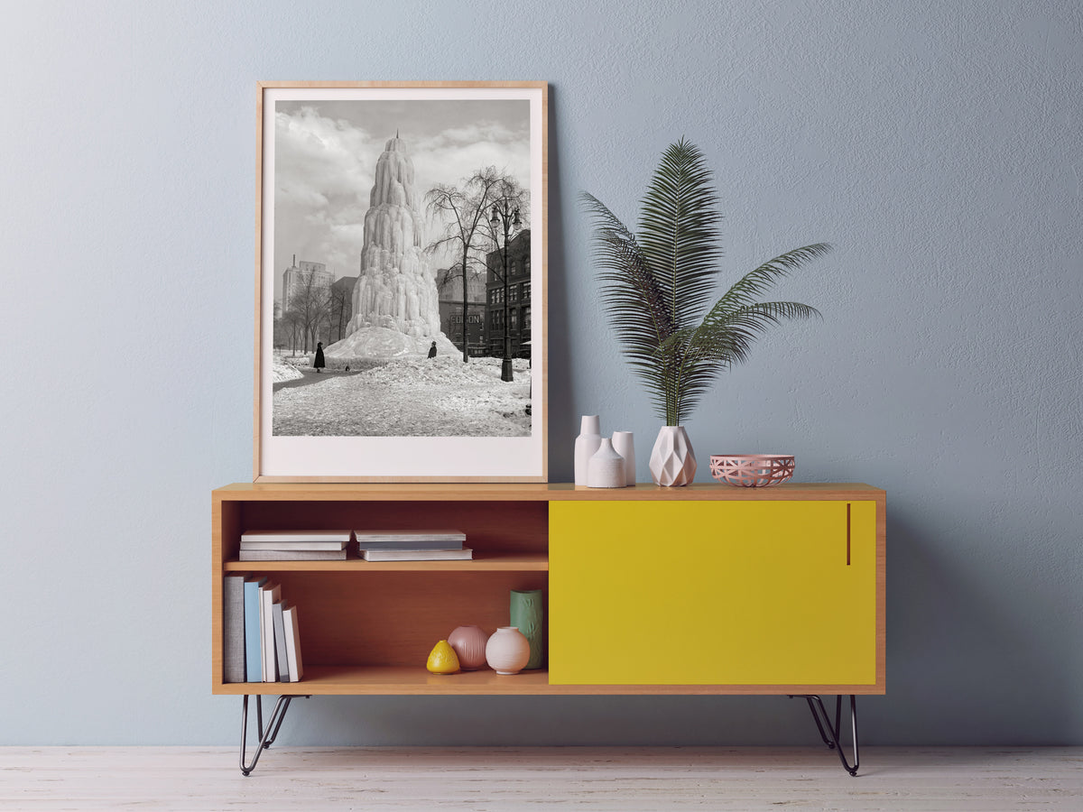 Detroit, Frozen Fountain, Washington Avenue, Circa 1917