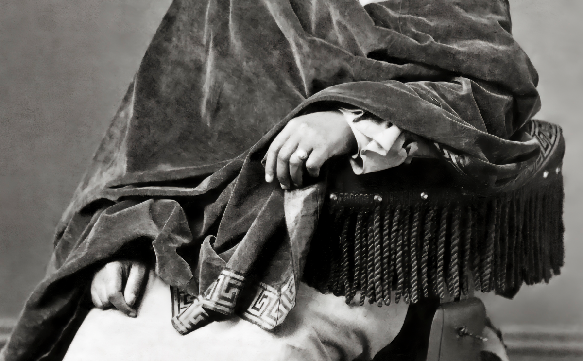 A closeup of Edmonia Lewis&#39; hand wearing a ring.